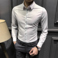 冬季男士衬衫长袖2023新款秋冬高级商务加绒加厚保暖衬衣修身男装