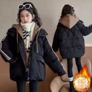 中大女童冬季洋气棉衣女孩儿童羽绒棉服冬装加厚中长款外套潮8岁9
